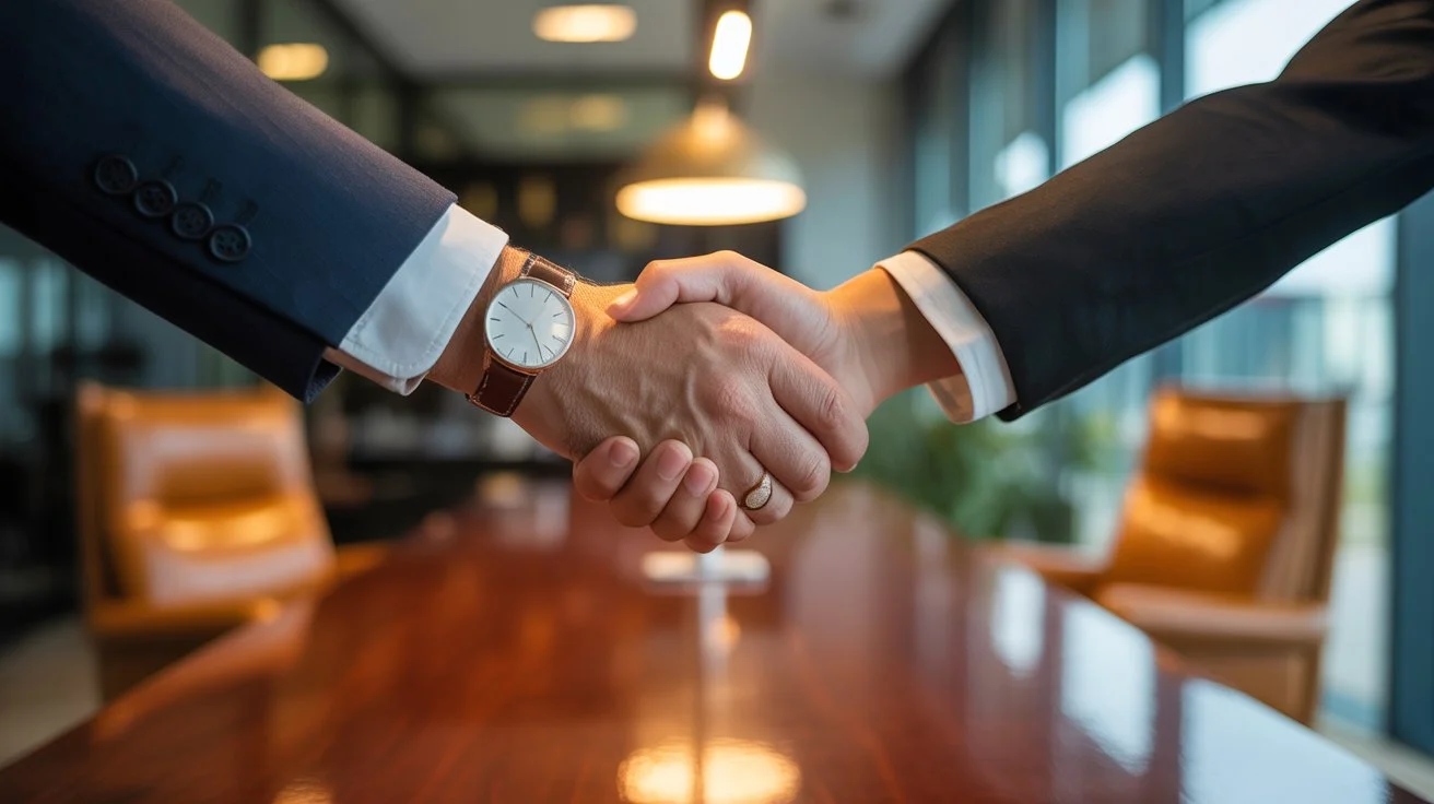 Professional handshake for Morocco Web Service's contact page